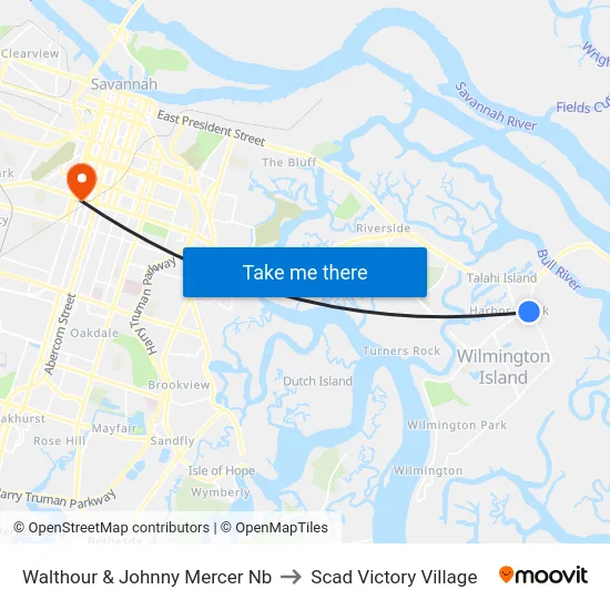 Walthour & Johnny Mercer Nb to Scad Victory Village map