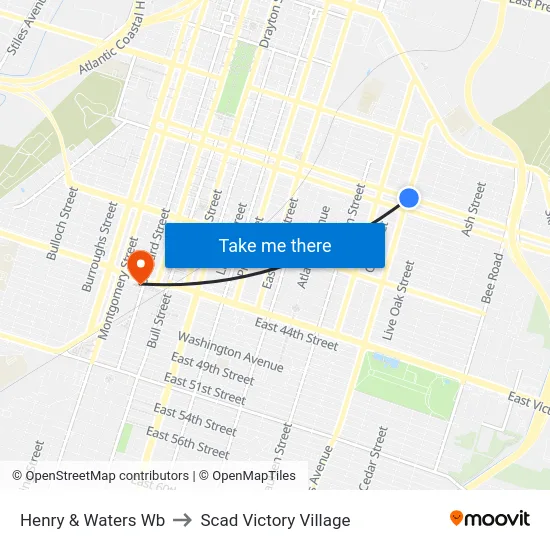 Henry & Waters Wb to Scad Victory Village map