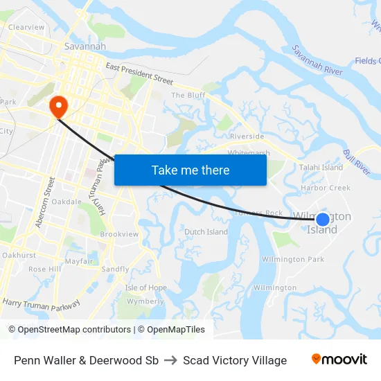 Penn Waller & Deerwood Sb to Scad Victory Village map