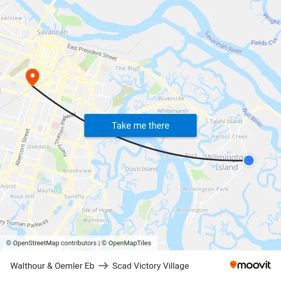 Walthour & Oemler Eb to Scad Victory Village map