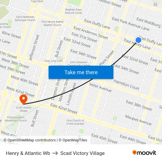 Henry & Atlantic Wb to Scad Victory Village map