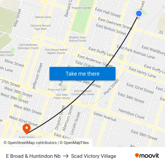 E Broad & Huntindon Nb to Scad Victory Village map