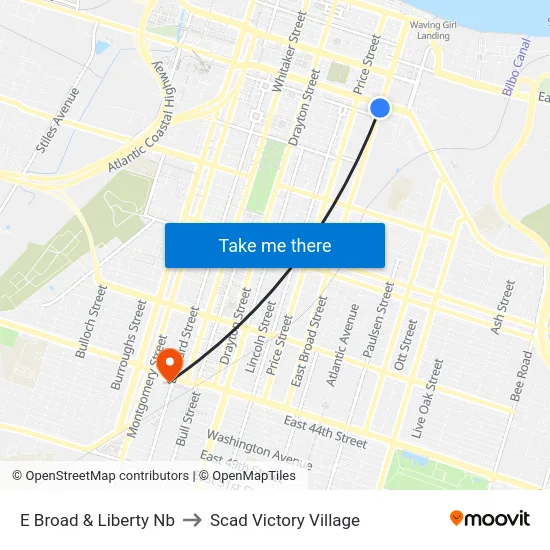 E Broad & Liberty Nb to Scad Victory Village map