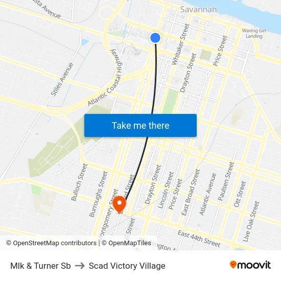Mlk & Turner Sb to Scad Victory Village map