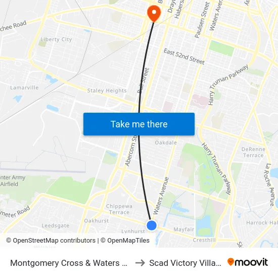 Montgomery Cross & Waters Wb to Scad Victory Village map