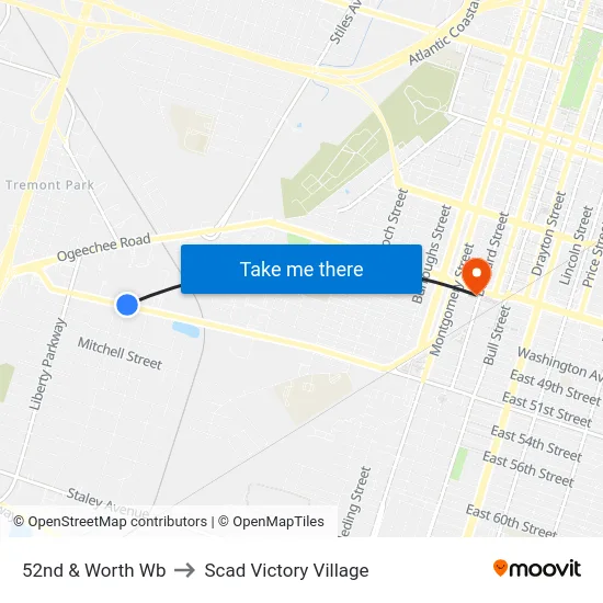 52nd & Worth Wb to Scad Victory Village map