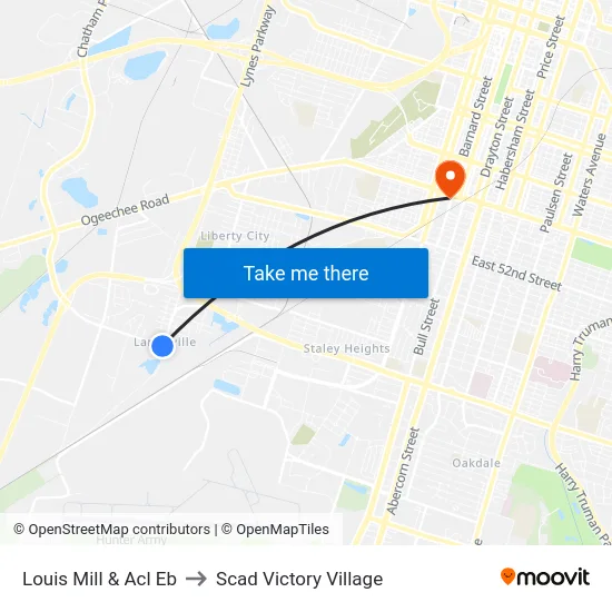 Louis Mill & Acl Eb to Scad Victory Village map