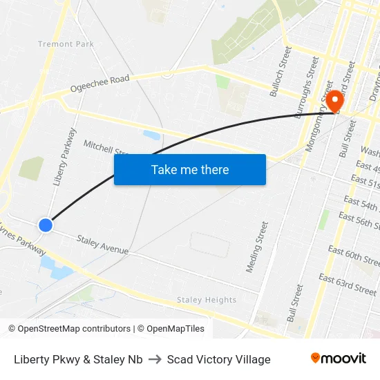 Liberty Pkwy & Staley Nb to Scad Victory Village map