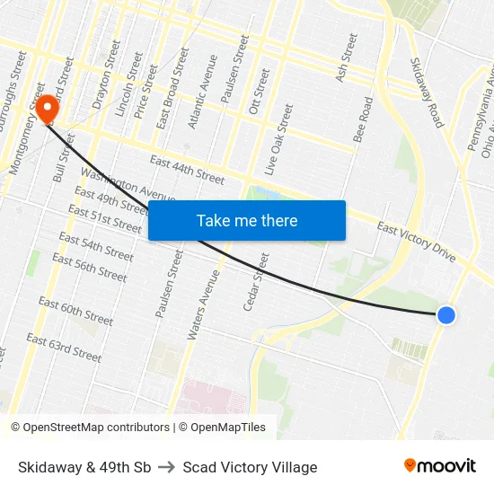 Skidaway & 49th Sb to Scad Victory Village map