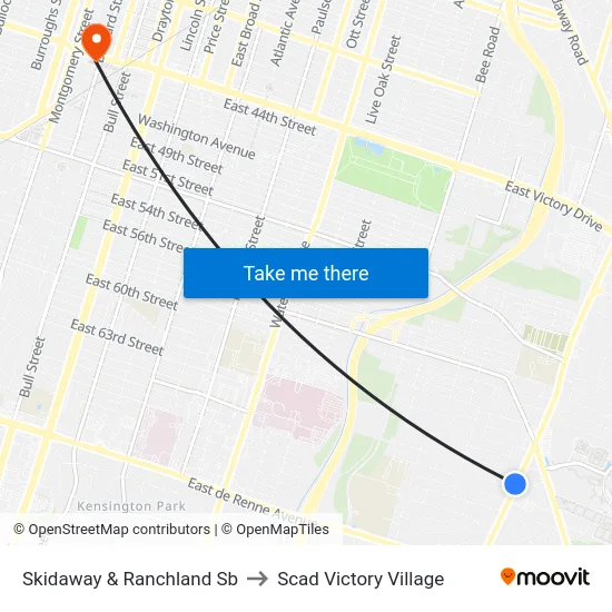 Skidaway & Ranchland Sb to Scad Victory Village map