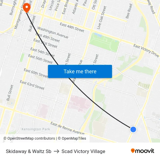 Skidaway & Waltz Sb to Scad Victory Village map