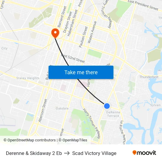 Derenne & Skidaway 2 Eb to Scad Victory Village map