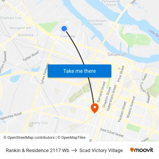 Rankin & Residence 2117 Wb to Scad Victory Village map