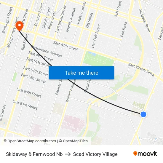 Skidaway & Fernwood Nb to Scad Victory Village map