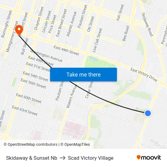 Skidaway & Sunset Nb to Scad Victory Village map