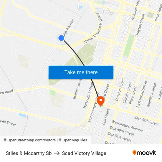 Stiles & Mccarthy Sb to Scad Victory Village map