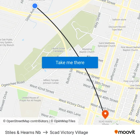 Stiles & Hearns Nb to Scad Victory Village map