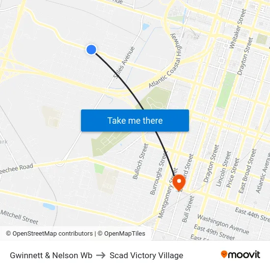 Gwinnett & Nelson Wb to Scad Victory Village map