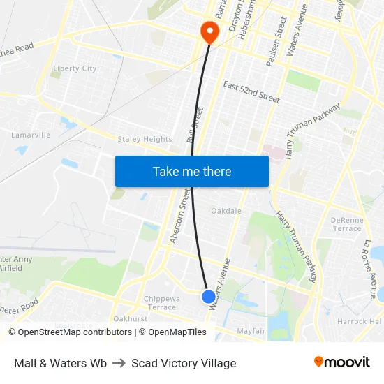 Mall & Waters Wb to Scad Victory Village map