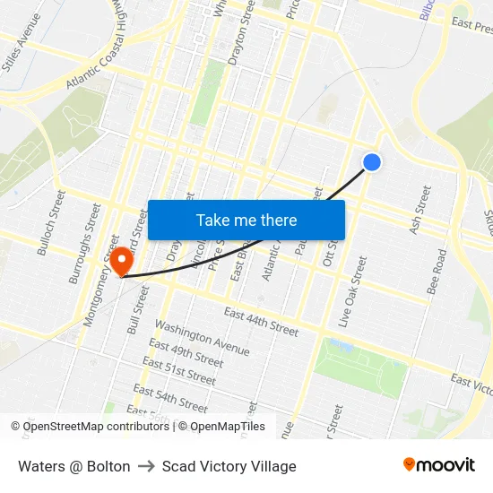 Waters @ Bolton to Scad Victory Village map
