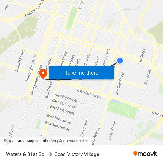 Waters & 31st Sb to Scad Victory Village map