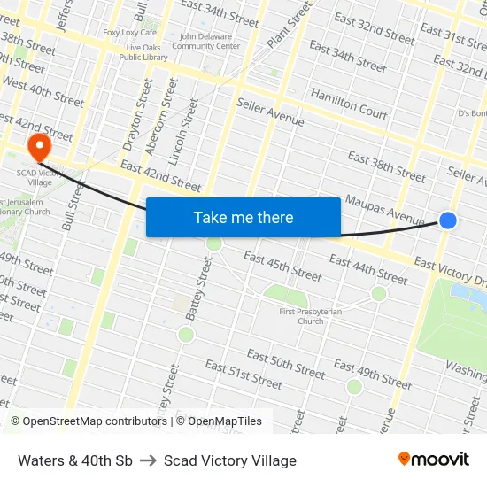 Waters & 40th Sb to Scad Victory Village map
