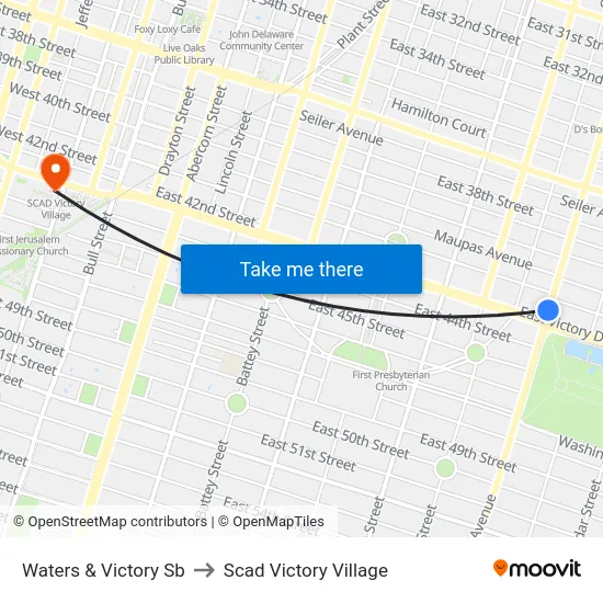 Waters & Victory Sb to Scad Victory Village map