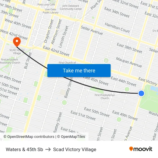 Waters & 45th Sb to Scad Victory Village map