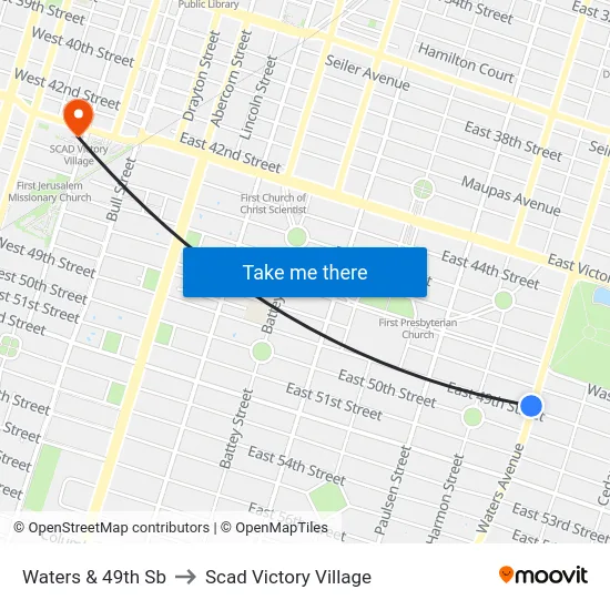 Waters & 49th Sb to Scad Victory Village map