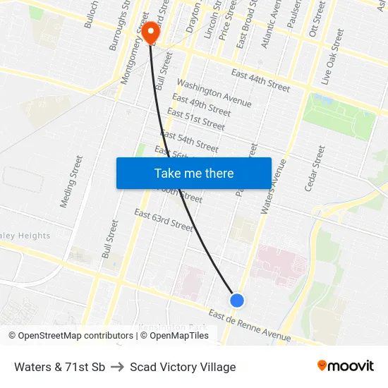 Waters & 71st Sb to Scad Victory Village map