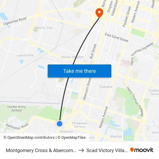 Montgomery Cross & Abercorn Eb to Scad Victory Village map