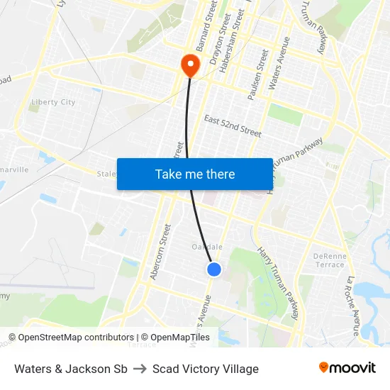Waters & Jackson Sb to Scad Victory Village map
