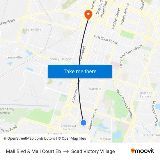 Mall Blvd & Mall Court Eb to Scad Victory Village map
