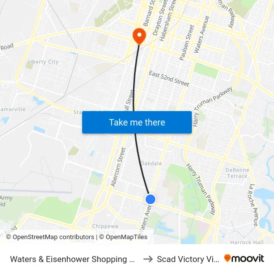 Waters & Eisenhower Shopping Plaza Nb to Scad Victory Village map