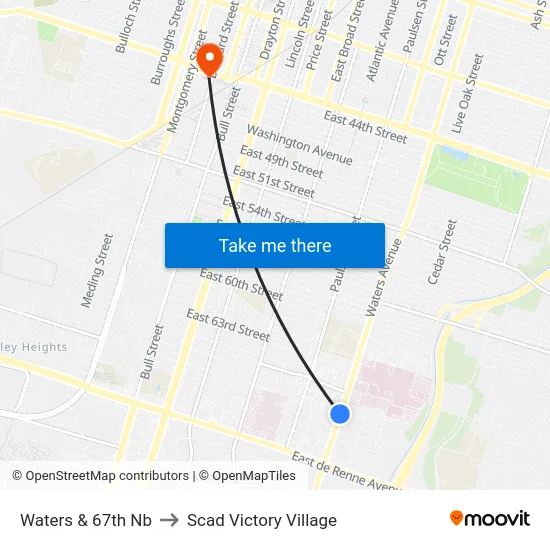Waters & 67th Nb to Scad Victory Village map