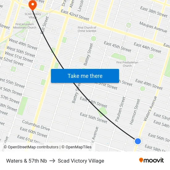 Waters & 57th Nb to Scad Victory Village map