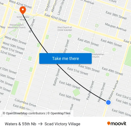 Waters & 55th Nb to Scad Victory Village map