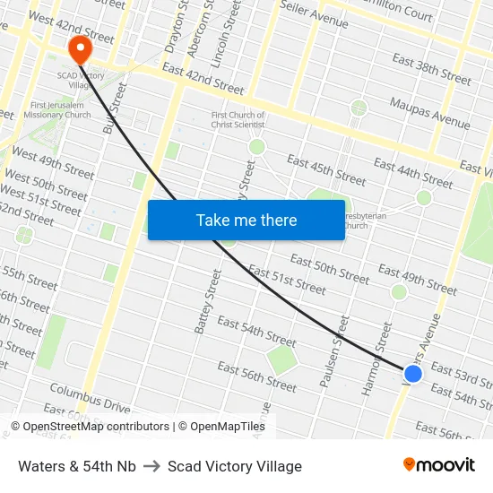 Waters & 54th Nb to Scad Victory Village map