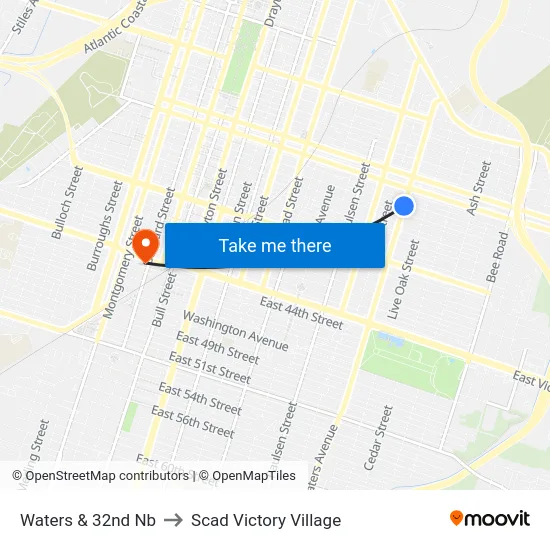 Waters & 32nd Nb to Scad Victory Village map