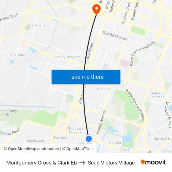 Montgomery Cross & Clark Eb to Scad Victory Village map