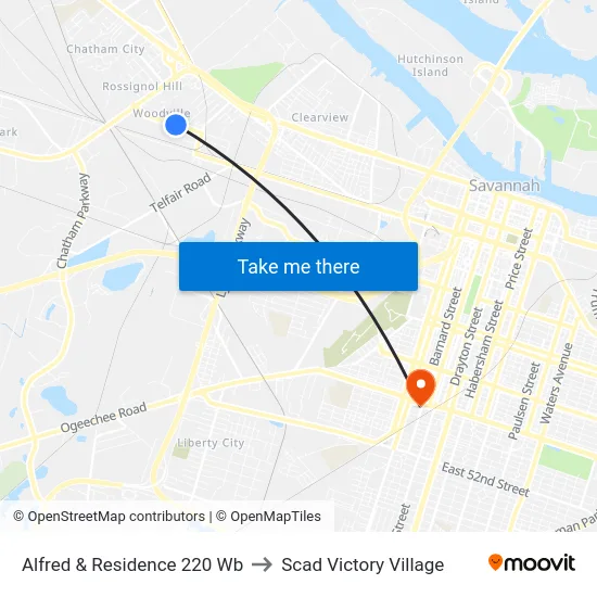 Alfred & Residence 220 Wb to Scad Victory Village map