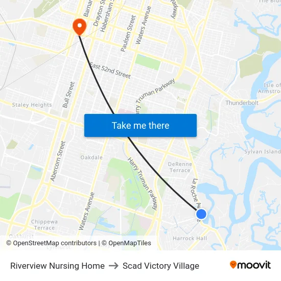 Riverview Nursing Home to Scad Victory Village map