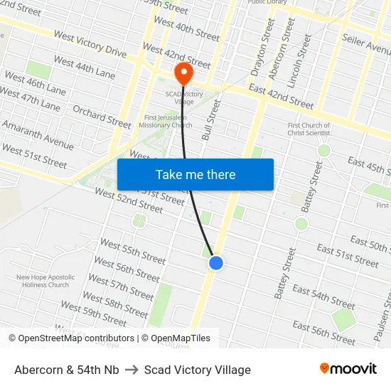 Abercorn & 54th Nb to Scad Victory Village map