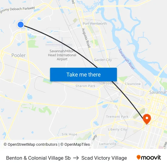 Benton & Colonial Village Sb to Scad Victory Village map