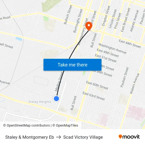 Staley & Montgomery Eb to Scad Victory Village map