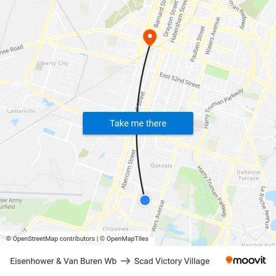 Eisenhower & Van Buren Wb to Scad Victory Village map