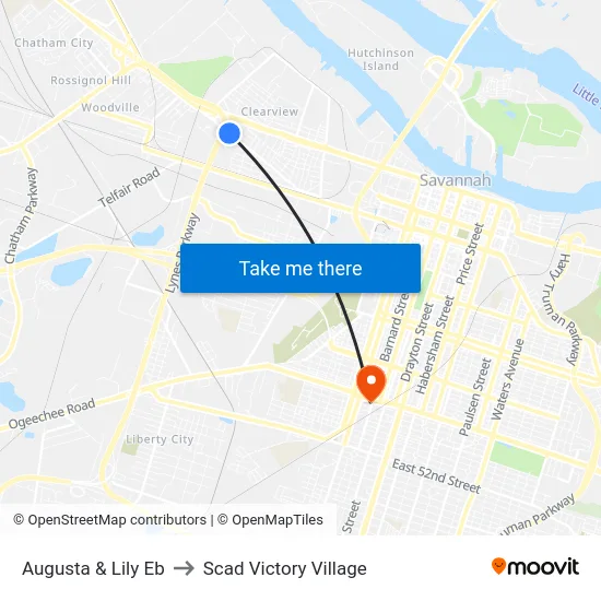 Augusta & Lily Eb to Scad Victory Village map