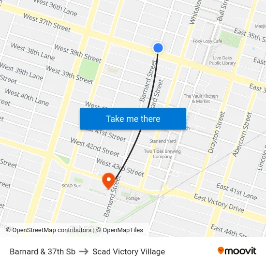 Barnard & 37th Sb to Scad Victory Village map