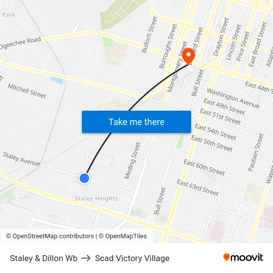 Staley & Dillon Wb to Scad Victory Village map