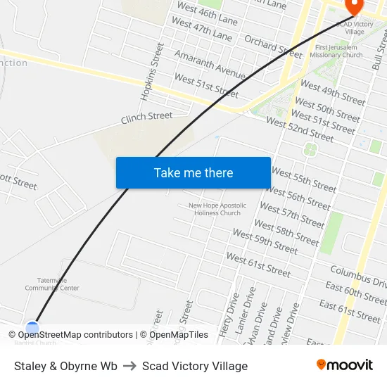 Staley & Obyrne Wb to Scad Victory Village map